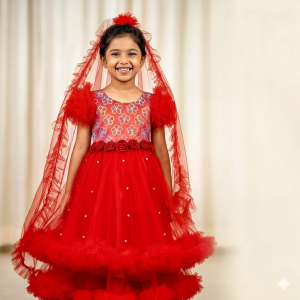 Party Princess Frock D1 Lal Single.