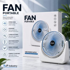 Portable USB Desktop Fan with 3 Speed Settings & Low Noise